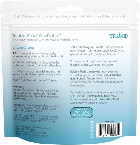 Vista 8 de TruKid Bubble Podz - Baño de burbujas para niños, niños pequeños y bebés, bomba de baño suave y refrescante sin lágrimas para piel sensible