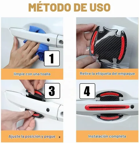 Vista 7 de GLSOWEE - Juego de 12 adhesivos reflectantes, protectores de manija de puerta de automóvil y adhesivos de advertencia para el espejo retrovisor