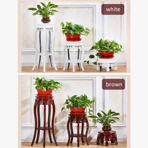 Vista 7 de Soporte de flores de plástico antiguo, soporte para plantas tallado para balcón, multicapa, taburete de flores, sala de estar, dormitorio, sala