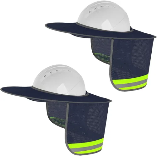 Vista 14 de Paquete de 2 protectores solares para casco duro, protector solar de malla de ala completa para cascos duros, alta visibilidad, reflectante
