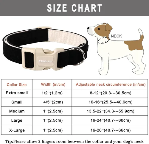Vista 99 de Aring Pet Collar de algodón, ligero y ajustable, con hebilla de liberación rápida, para perros pequeños, medianos y grandes, para cachorros, S, Hoja