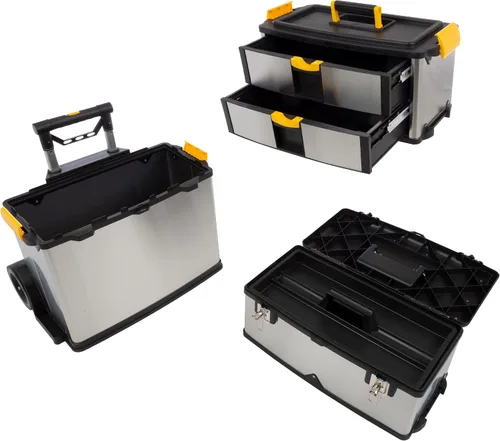 Vista 4 de Stalwart 75-7577 masivo y móviles 3 partes acero inoxidable caja de herramientas