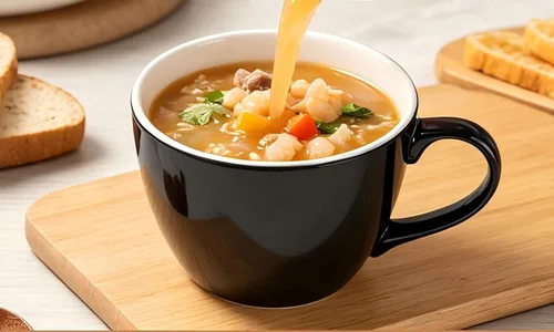 Vista 3 de Tazón de porcelana negra de 30 onzas con tapa y asa para sopa, ensalada, cereales y fideos instantáneos, taza de sopa con mango de preservación