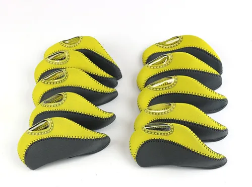 Vista 2 de Scorpion Juego de 10 fundas de neopreno para palos de golf de alta calidad, color gris y amarillo