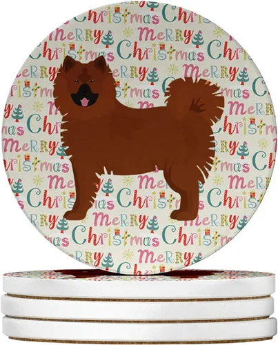 Vista 227 de Abyssinian Sand Terrier Merry Christmas - Posavasos grandes de piedra arenisca (4 unidades)
