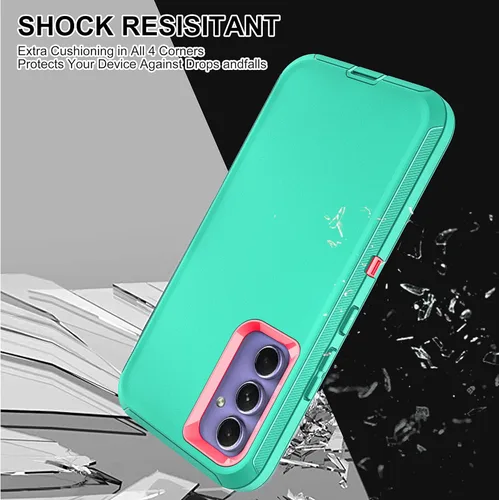Vista 6 de Funda para Samsung Galaxy A54 5G, 3 en 1, protección resistente a prueba de golpes con 2 protectores de pantalla de vidrio templado, color azul Azul
