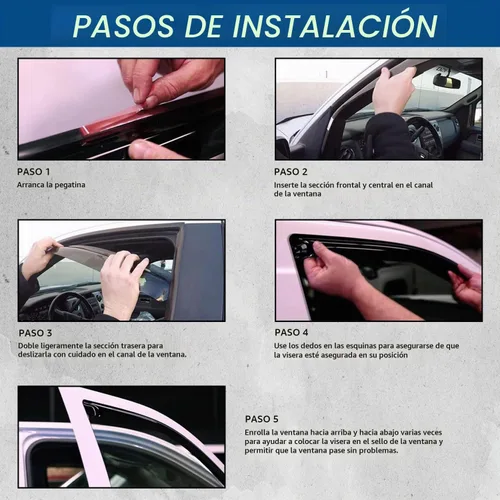 Vista 5 de Paquete de 4 viseras acrílicas adhesivas para ventanas delanteras y traseras, con protección contra humo, sol, lluvia, compatibles con 91-01