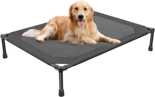 Vista 18 de Simple Trending - Cama elevada para perros para perros de tamaño grande, cuna elevada para mascotas al aire libre con cama de hamaca para mascotas