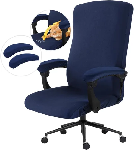 Vista 125 de Fundas elásticas resistentes al agua para sillas de computadora - Protectores lavables para respaldo giratorio y asiento para mascotas - Negro