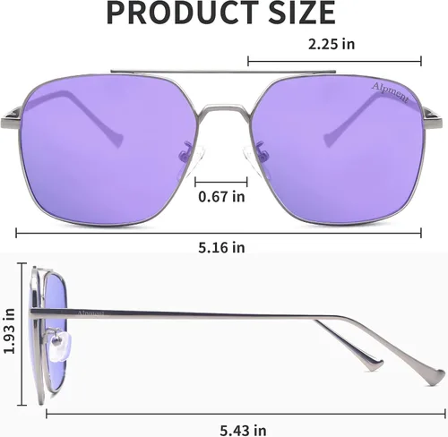 Vista 2 de ALPMENT Gafas de sol de aviador para hombre, lentes polarizadas TAC, marco de metal de estilo militar con patillas de bayoneta NL1005