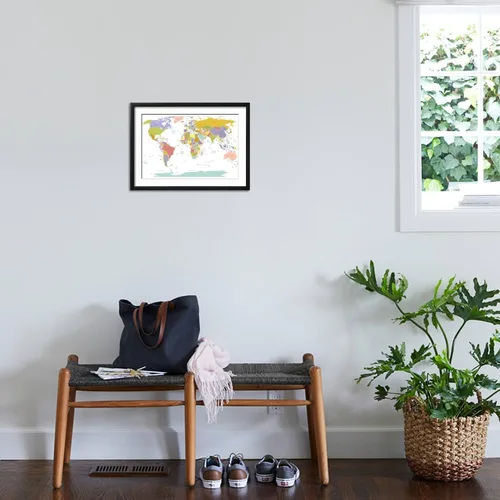 Vista 3 de AllPosters Ekler - Mapa del mundo con estampado giclée de alta calidad en marco negro, 18 x 12 pulgadas
