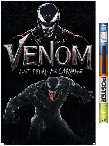 Vista 19 de Trends International Marvel Venom: Let There be Carnage - Póster de pared de ataque, 22.4 pulgadas de largo x 14.7 W, versión enmarcada de madera