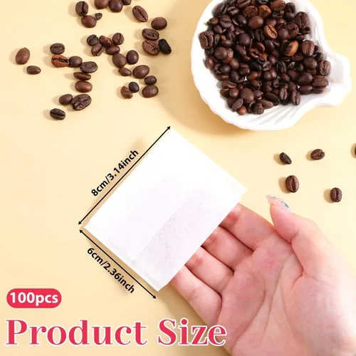 Vista 2 de 100 bolsas de té desechables para té de hojas sueltas, bolsa de filtro de té desechable rellenable, bolsa vacía de té, bolsas de especias