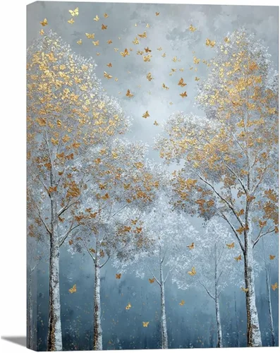Vista 30 de VOCBAN Modern Artwork Colourful Tree Of Life Wall Art Canvas Picture Print Painting Botanical Artwork for Bathroom Living Room Bedroom(blue blue 80