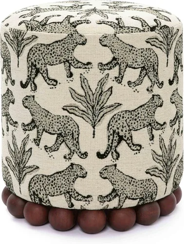 Vista 9 de Tov Furniture Dex otomana jacquard de leopardo verde oliva