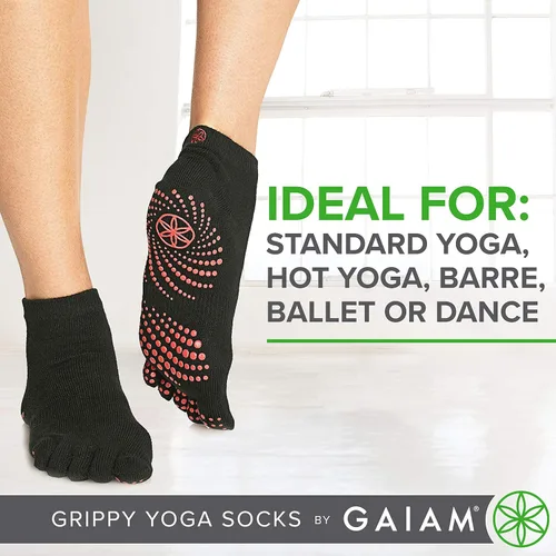 Vista 5 de Gaiam Grippy - Calcetines de yoga para mujeres y hombres accesorios de agarre adhesivo antideslizantes para yoga barras pilates baile ballet
