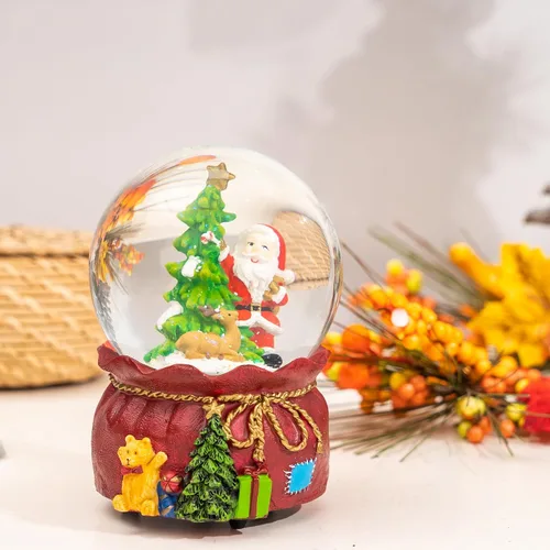 Vista 3 de DUSVALLY Bola de Nieve de Navidad, Bola de Cristal Musical con Purpurina Ideal para Amigos y Familia, Globo de Agua de Vidrio de 100 mm Enrollable