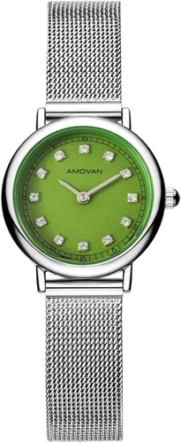 Vista 10 de Reloj dorado para mujer con pequeña banda de malla de acero inoxidable, minimalista de dos manecillas, esfera romana de caja redonda, herramienta