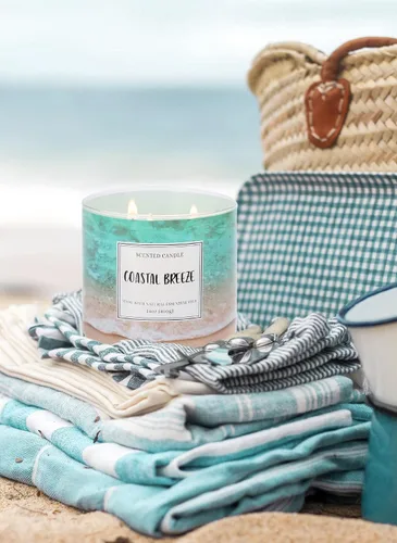 Vista 6 de Coastal Breeze - Vela perfumada de 14 onzas, vela Summer Ocean Beach