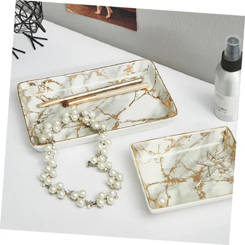 Vista 4 de SHERCHPRY Ceramic Jewelry Tray Bandejas Decorativas Ceramic Ring Plate Trinket Tray Ceramic Jewelry Dish Ceramic Tray Ceramic Earring Tray Ceramic