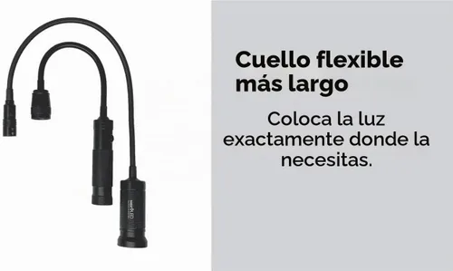 Vista 3 de NextLED NT-7647 linterna de cuello de cisne de 20 pulgadas con base magnética, LED Cree, lente zoomable, clasificación IP54 resistente al agua. Luz
