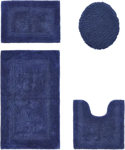Vista 56 de Better Trends Juego de 4 alfombras de baño de lujo, 100% algodón, suaves, absorbentes de agua, reversibles, lavables a máquina, para decoración