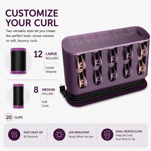 Vista 3 de Remington Thermaluxe Hot Rollers, rizadores de cabello, juego de 20 piezas