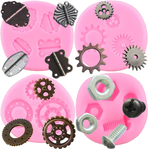Vista 9 de ZiXiang Steampunk Gear - Molde de silicona para brújula, engranajes, dientes, fondant, para decoración de tartas con temática de viaje steampunk
