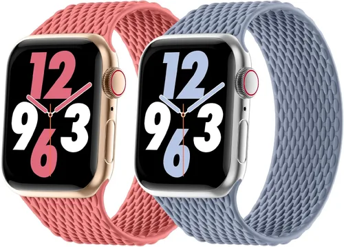 Vista 15 de Silicone Braided Solo Loop Compatible with Apple Watch Band 38mm 40mm 41mm 42mm 44mm 45mm 46mm 49mm, Stretchy Elastic Sport Strap Compatible for