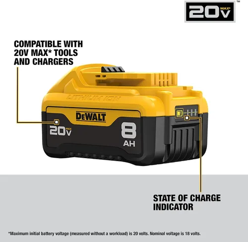 Vista 3 de [Usado] DEWALT Batería 20V MAX* XR, 8.0-Ah (DCB208)