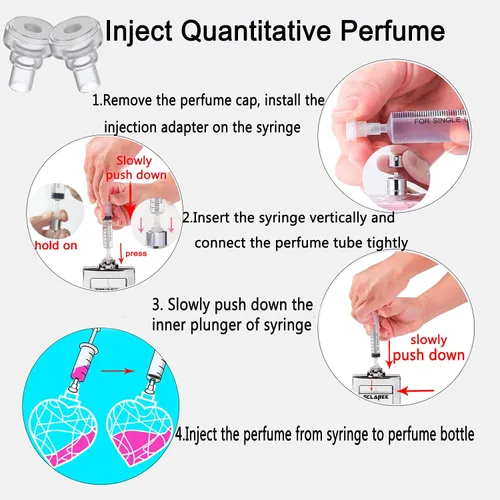 Vista 4 de MUB Herramientas de bomba de recarga de perfume de 10ml (0.34 fl oz), kit de decantador de perfume dispensador con herramientas adaptadoras para 2