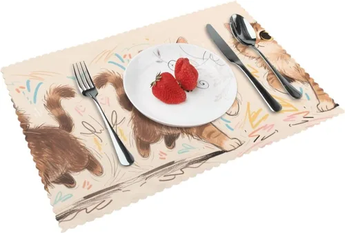Vista 13 de Rectangular Placemats Set of 4, Heat Resistant Aurora Printed Kitchen Dining Table Mats