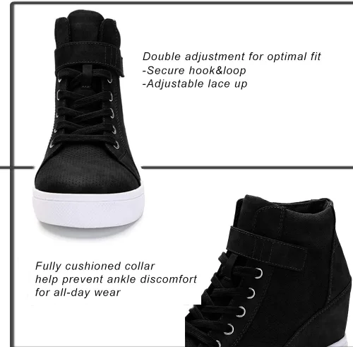 Vista 5 de Athlefit - Tenis de mujer con agujetas y cuña Alta moda, Botines al tobillo
