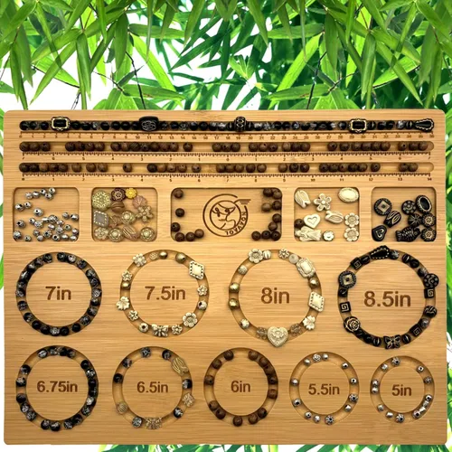 Vista 8 de NOAVAOL Tableros de cuentas para hacer joyas, tablero de cuentas de bambú combinado para hacer pulseras de joyería, bandejas de cuentas y tapetes