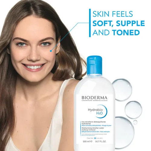 Vista 5 de Bioderma - Agua micelar Hydrabio H2O - Limpiador facial y desmaquillante - Agua limpiadora micelar para pieles sensibles deshidratadas