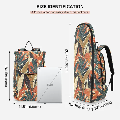 Vista 3 de Mochila de tenis para adultos, diseño de hojas coloridas, diseño de impresión, accesorios deportivos, mochila para mujeres y hombres, raquetas
