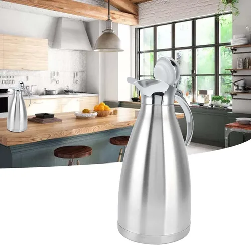 Vista 2 de Jarra térmica de café térmica, olla térmica aislada de acero inoxidable, frasco al vacío de doble pared, termo de café para café, agua caliente, té