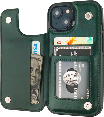 Vista 18 de ONETOP Compatible con iPhone 15 Funda Tipo Cartera con Soporte para Tarjetas, Funda de Cuero PU con Soporte y Ranuras para Tarjetas, Doble Cierre