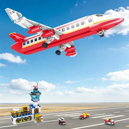 Vista 7 de Juego de construcción de avión de pasajeros de ciudad de 880 piezas