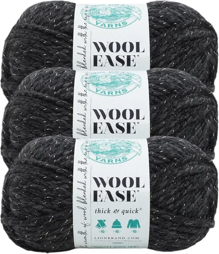 Vista 162 de Lion Brand Yarn - Ovillo de lana Wool-Ease Thick & Quick color fuerza aérea Super Bulky Wool Acrylic Blend Fiber for Soft Hats, Sweaters, Chunky