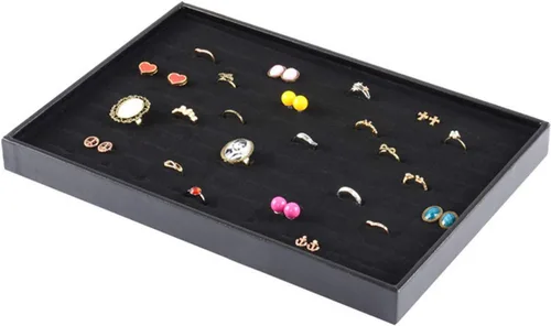 Vista 3 de El anillo apilable de la ranura del terciopelo negro 100 inserta la 100 anillos de ranura negros