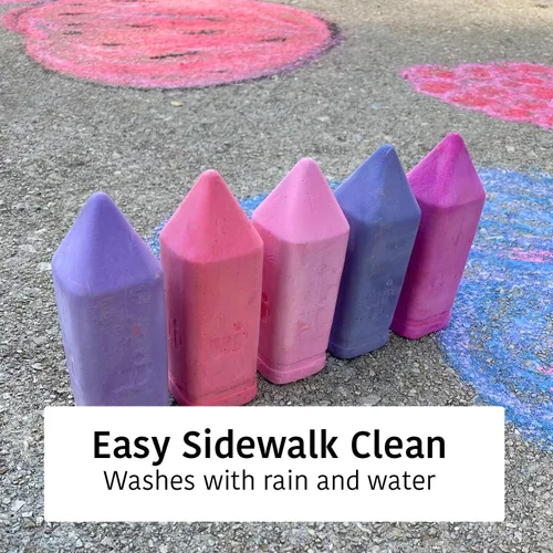 Vista 5 de Urban Infant Tiza para acera no tóxica para niños pequeños y niños, tiza gigante lavable para exteriores, Berry Land