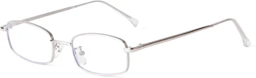 Vista 7 de ADE WU Gafas de moda para mujer y hombre, lentes rectangulares Y2K de luz azul de los años 90, de metal, dorado, plateado, negro, anteojos falsos
