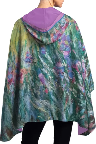 Vista 13 de RainCaper Cherry Blossoms Poncho de lluvia para mujer con capucha reversible Flores de cerezo