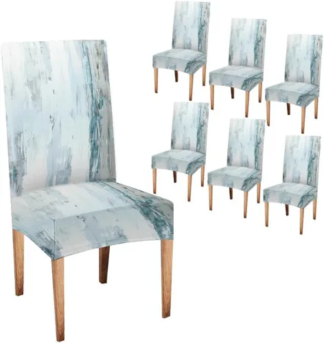 Vista 89 de TOMWISH Juego de 2 fundas para sillas de comedor, color turquesa y gris, fundas elásticas para sillas Parsons, de elastano, lavables, protectores