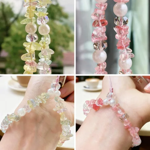 Vista 7 de Phone Charm Beaded Camera Wrist Strap Cute Chain Lanyard Wristlet 3 piezas de cristal