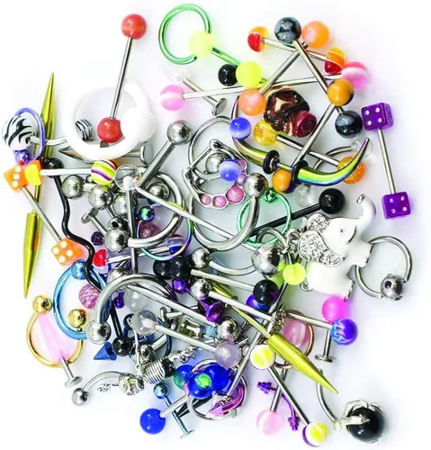 Vista 3 de BodyJewelryOnline Paquete de joyas para el cuerpo recogidas aleatoriamente 50 piezas vientrenariz pezónlenguaorejalabio el paquete puede incluir