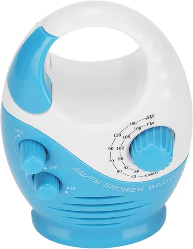 Vista 5 de Radio portátil AM FM, radio de ducha con altavoz integrado, diseño tipo gancho para baño, camping, uso doméstico, material plástico ABS