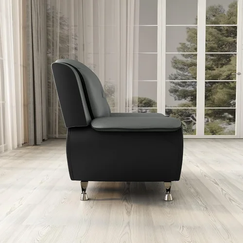 Vista 5 de Container Furniture Direct Silla y sofá de piel sintética de estilo moderno con reposabrazos extra cómodos, ideal para sala de estar, dormitorio u
