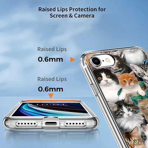 Vista 3 de Compatible con iPhone 7/8/SE, diseño de gato, funda protectora de TPU a prueba de golpes